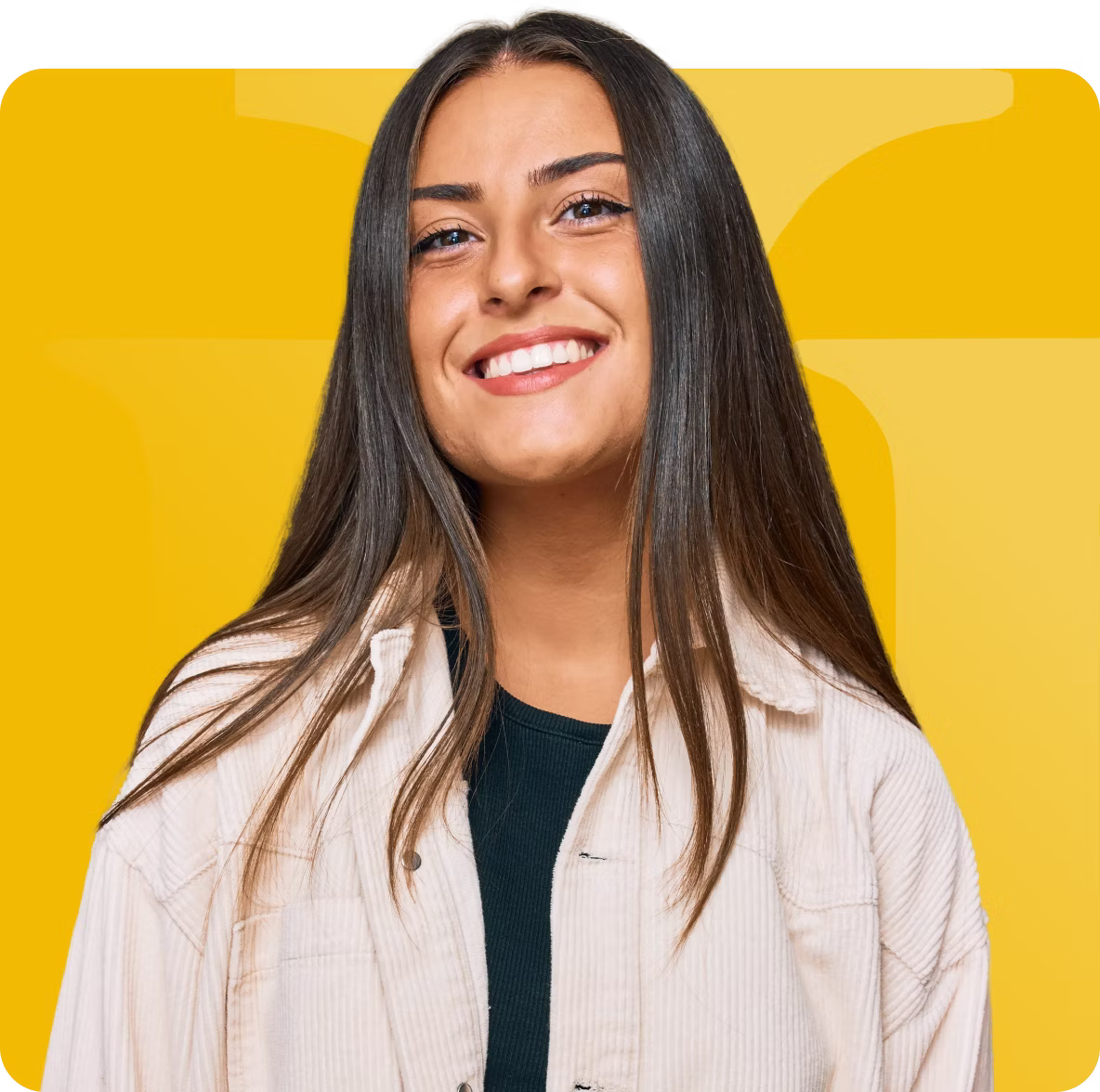 Hero — jovem sobre fundo amarelo